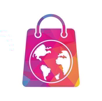 World Shop Logo Template Design Vector. Earth and sale symbol or icon. globe and market logotype design template. vector
