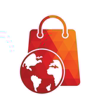 World Shop Logo Template Design Vector. Earth and sale symbol or icon. globe and market logotype design template. vector
