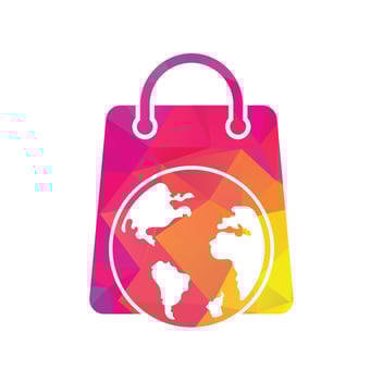 World Shop Logo Template Design Vector. Earth and sale symbol or icon. globe and market logotype design template. vector