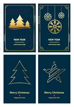 Merry Christmas and New Year greeting card vector