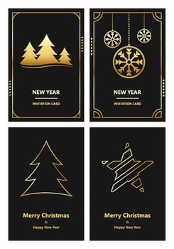 Merry Christmas and New Year greeting card vector