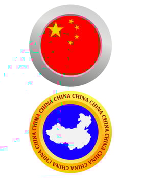 button as a symbol CHINA flag and map on a white background vector