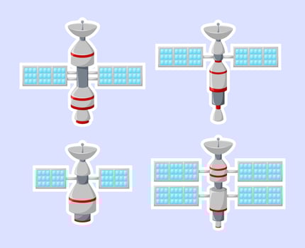 Cartoon set of satellite icons vector
