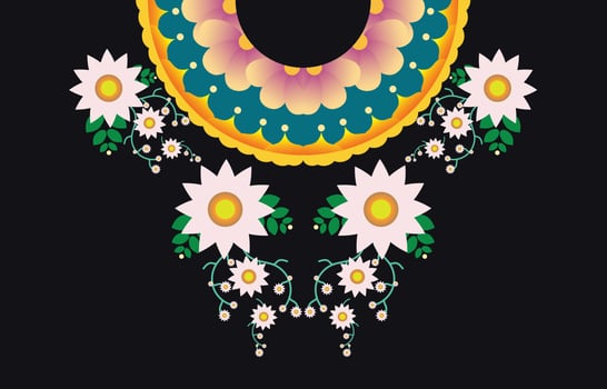 Necklace Geometric Ethnic oriental pattern traditional .flower embroidery design for fashion women.background,wallpaper,clothing and wrapping. vector