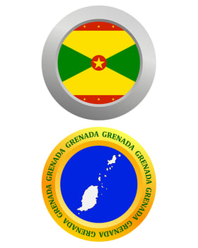 button as a symbol GRENADA flag and map on a white background vector