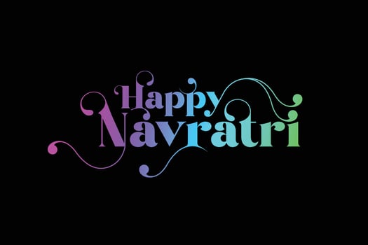 Happy Navratri colourful typography logo unit with black background. vector
