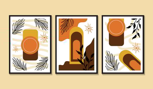 Hand drawn flat design boho wall art tropical vector