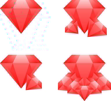 Red crystal rubies set vector illustration for logo, icon, currency, business, finance, sign, symbol, item games or games design