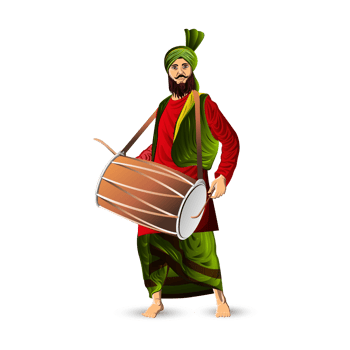 Creative character with dhol png