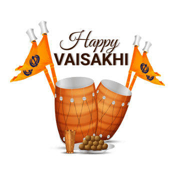 Happy vaisakhi sikh festival celebration greeting card png