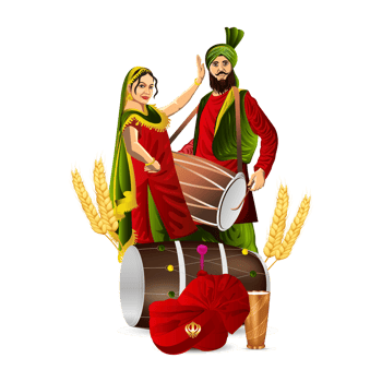 Happy baisakhi design with illustration png