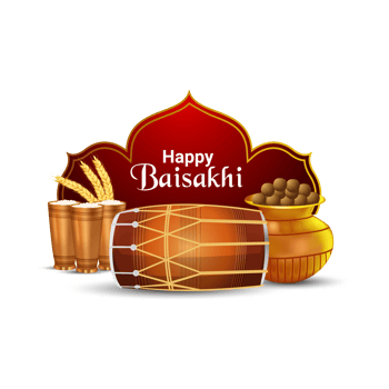 Happy vaisakhi sikh festival celebration greeting card png