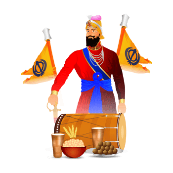 Happy vaisakhi sikh festival celebration greeting card png