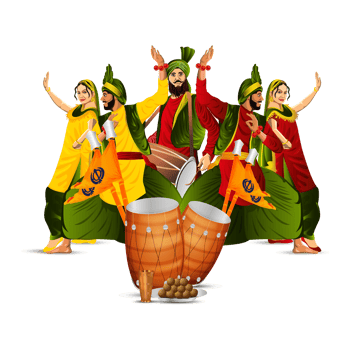 Happy vaisakhi celebration greeting card with illustration png