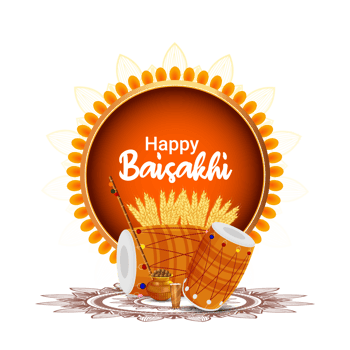 Happy baisakhi design with llustration png