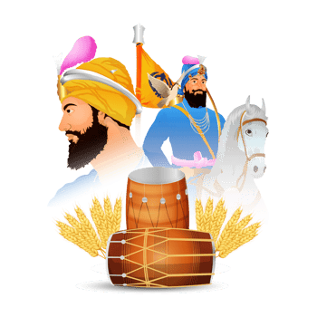 Happy baisakhi design with illustration png