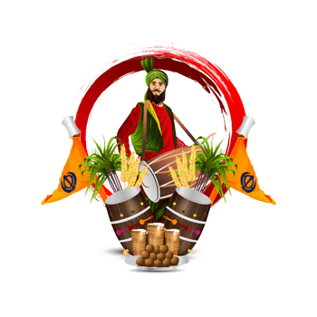 Happy vaisakhi celebration greeting card with vector illustration png