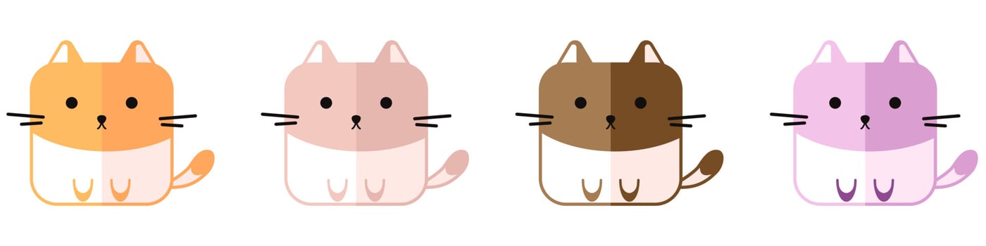 Set of cute cartoon cats head square shape. Vector illustration