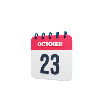 October Realistic Calendar Icon 3D Illustration October 23 png