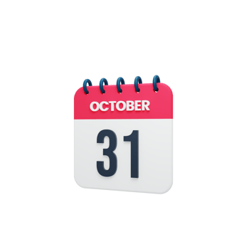 October Realistic Calendar Icon 3D Illustration October 31 png