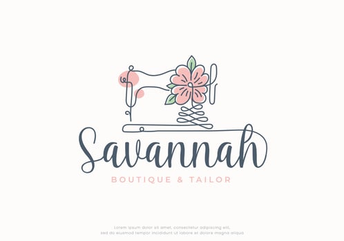 tailor sewing linear floral logo design vector