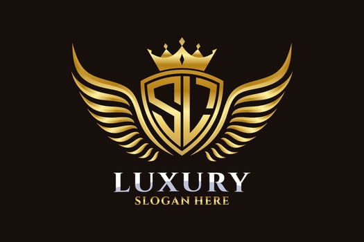Luxury royal wing Letter SL crest Gold color Logo vector, Victory logo, crest logo, wing logo, vector logo template.