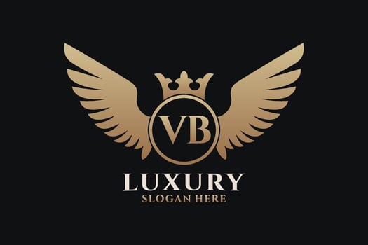 Luxury royal wing Letter VB crest Gold color Logo vector, Victory logo, crest logo, wing logo, vector logo template.
