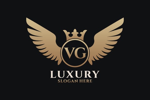 Luxury royal wing Letter VG crest Gold color Logo vector, Victory logo, crest logo, wing logo, vector logo template.