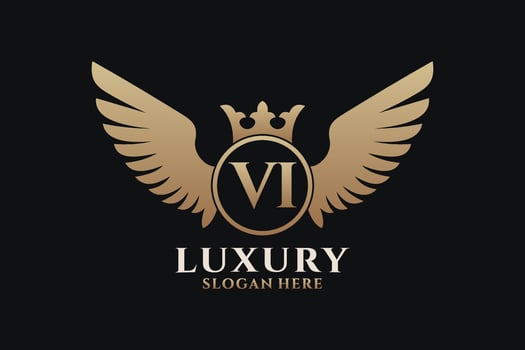 Luxury royal wing Letter VI crest Gold color Logo vector, Victory logo, crest logo, wing logo, vector logo template.