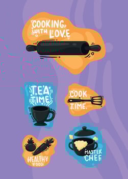 icons set cooking restaurant vector