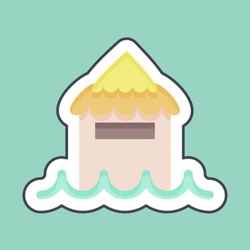 Sticker line cut Bungalow. related to Thailand symbol. simple design editable. simple illustration. simple vector icons. World Travel tourism. Thai