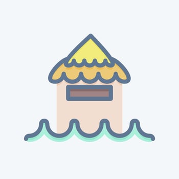 Icon Bungalow. related to Thailand symbol. doodle style. simple design editable. simple illustration. simple vector icons. World Travel tourism. Thai