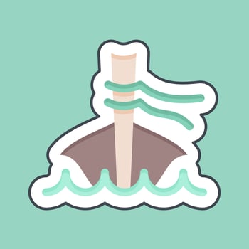 Sticker line cut Long Tail Boat. related to Thailand symbol. simple design editable. simple illustration. simple vector icons. World Travel tourism. Thai