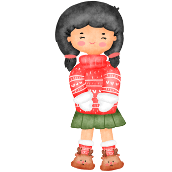 Cute Christmas girl watercolor png