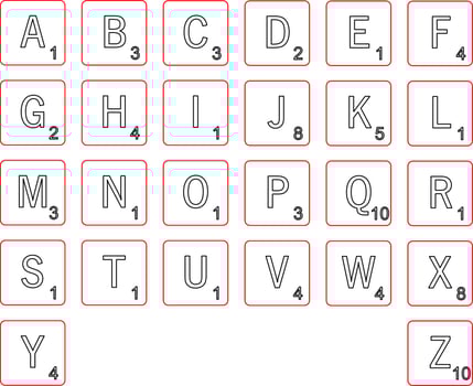 Scrabble Alphabet Tiles Letters For Laser Cut vector