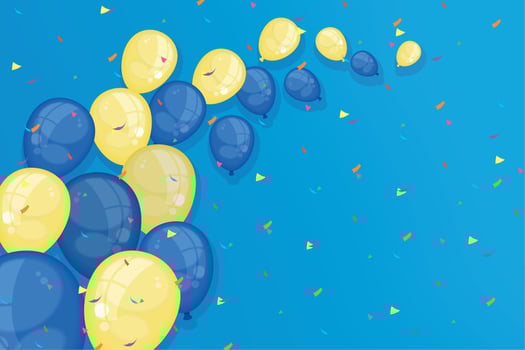 yellow and blue balloons vector