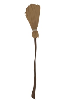 halloween witch straw broom vector