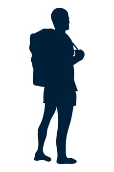 male traveler with bag vector
