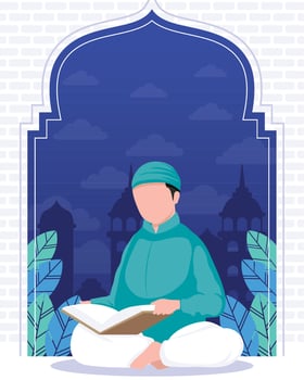 muslim man reading koran vector