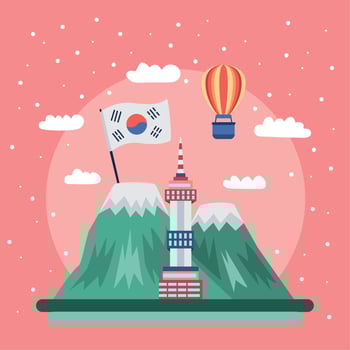 n tower and mountains vector