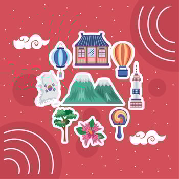korean culture icons vector