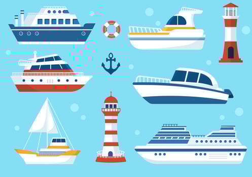 Yachts Template Hand Drawn Cartoon Flat Illustration with People Dancing, Sunbathing, Drinking Cocktails and Relaxing on Cruise Yacht at Ocean vector