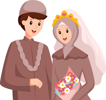 Islamic Wedding Couple Character Design Illustration vector