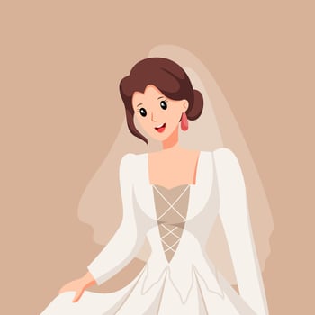 Happy Bride at Wedding Character Design Illustration vector