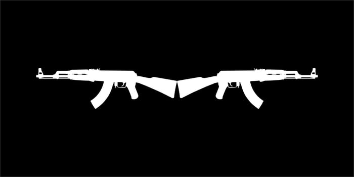 Silhouette of the Weapun Gun for Art Illustration, Pictogram or Graphic Design Element. Vector Illustration