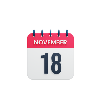 November Realistic Calendar Icon 3D Rendered Date November 18 png