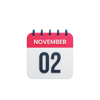 November Realistic Calendar Icon 3D Rendered Date November 02 png