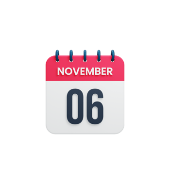 November Realistic Calendar Icon 3D Rendered Date November 06 png