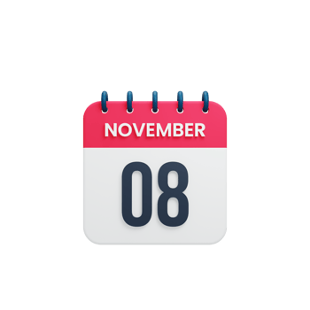 November Realistic Calendar Icon 3D Rendered Date November 08 png