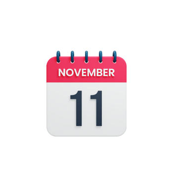 November Realistic Calendar Icon 3D Rendered Date November 11 png